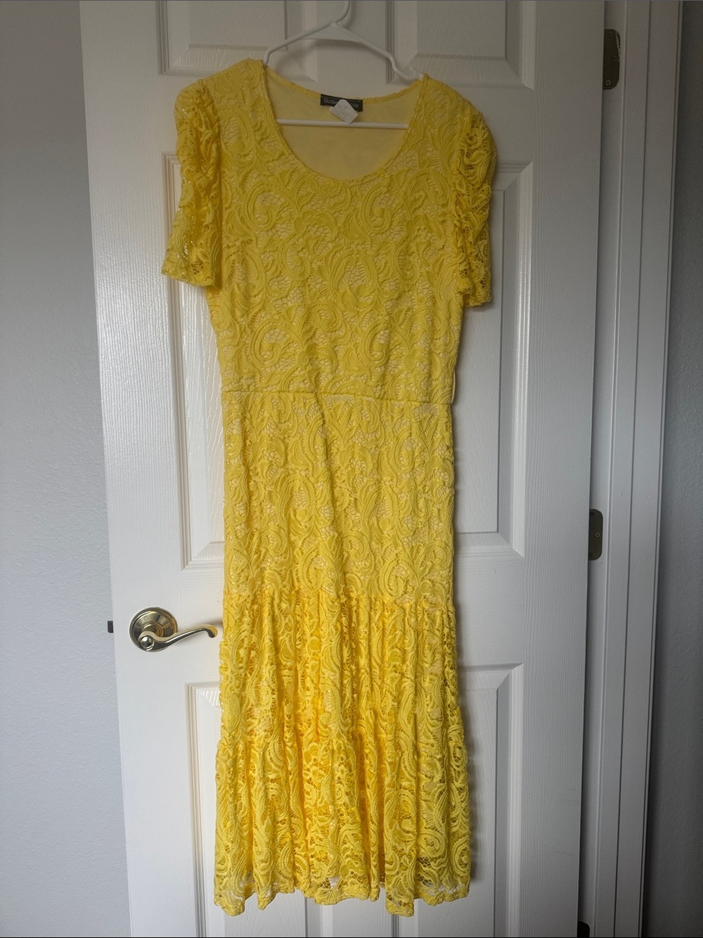 Sunny Lace Midi Dress with Short Sleeves